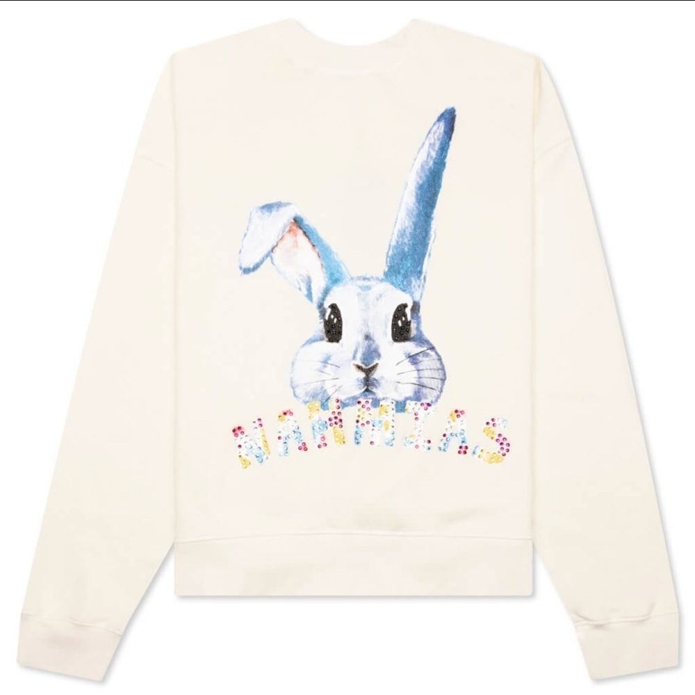 NWT Nahmias Swarovski Crystal Bunny White Cotton Crewneck Sweatshirt L - Picture 2 of 16